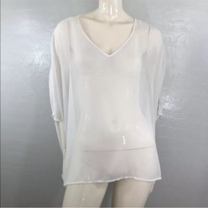 H&M White Sheer Tunic Top Box Fit Oversized